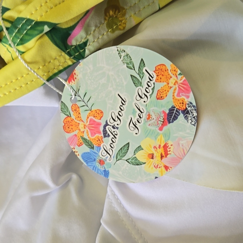 New Womens Binlowis V Neck One Piece Belt Swimsuit Lemons Floral  Size M - Picture 4 of 7